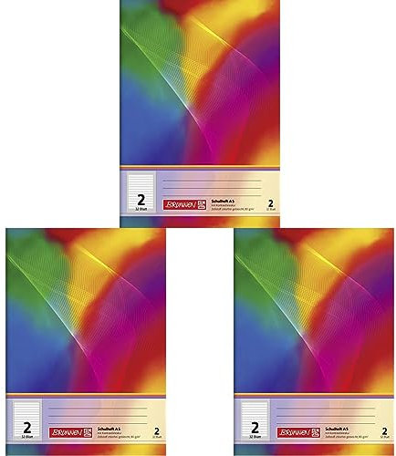 Brunnen 104538202 Schulheft A5 (32 Blatt, liniert, mit Rand, Klasse 2) (Packung mit 3)