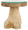 wohnfreuden Beistelltisch Teak-Holz Hocker 40 cm Wurzel mit Glasplatte Holztisch Garten