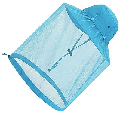 Ailan Moskitonetz schützt Sie vor Insekten und schädlichen Strahlen, wasserdichter Nylon Moskito Kopfnetz Hut, Insekten Eimerhut, blauer See