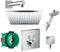 Hansgrohe Duschsystem mit Unterputz Duscharmatur von Hansgrohe Regendusche mit Armatur, Duschkopf eckig, Wandarm Dusch-SET HGK05 poliert