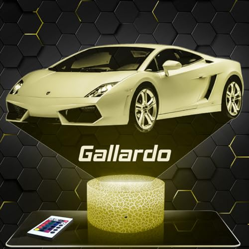 Lampephoto.fr - Auto Lambo Gallardo 3D Lampe, Touch Nachtlicht, Auto Geschenk, Supercar Tuning, 3D Led Illusion Geschenkidee Weihnachten Geburtstag Junge, Dekoration Kinder und Erwachsenenzimmer