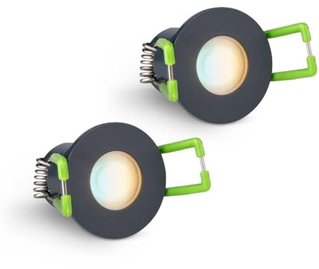 LongLife LED 2er Set Einbaustrahler Mini 3W CCT 2700K-6500K anthrazit RAL 7016 IP65 Dimmbare Strahler für Terrassenüberdachung, Carports, Dachüberständen