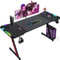 Devoko Led Gaming Tisch 160x60 cm,Gaming Schreibtisch Z-Frame, Ergonomischer Gamer Tisch mit Getränkehalter, Kopfhörerhaken, Stabiler Computertisch PC Schreibtisch