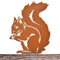 Décoration Écureuil Rouillé, Piquet d'Écureuil Patinés Déco Jardin Métal Rouillé, Silhouette Animale Statue d'Écureuil pour Jardins, Patios et Pelouses Extérieures - 21x27cm