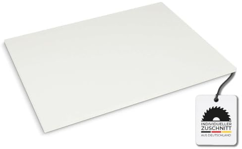 Hausfux Tischplatte nach Maß - 1,9 cm Starke Spanplatte, melaminbeschichtet, mit ABS-Kante - individueller Zuschnitt - Made in Germany (ICY White, 180 x 70 cm)