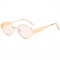 WDZAYXC Retro oval Metall modische Sonnenbrille für Damen Herren, UV-Schutz(Gold/rosa)
