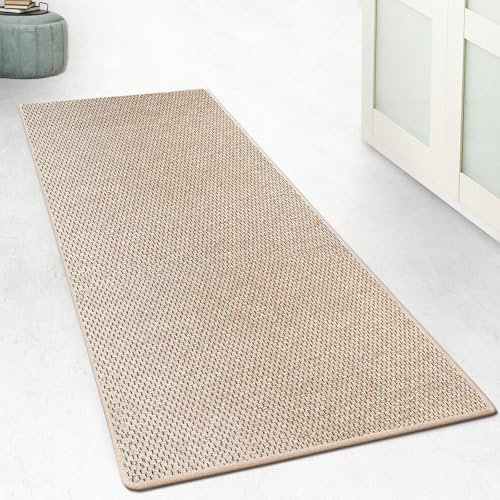 casa pura Küchenteppich Läufer 200x300cm für Küche, Flur, Schlaffzimmer & Wohnzimmer Bettvorleger rutschfest & waschbar in Sisal Optik - Flurteppich - Teppichläufer Meterware nach Maß Beige Kalkutta
