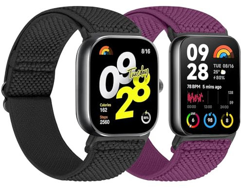 TumCez Cinturino di ricambio compatibile con Xiaomi Redmi Watch 5/Redmi Watch 4/Xiaomi Smart Band 9 Pro/Smart Band 8 Pro Cinturino per Uomo Donna, nero e viola., Classico