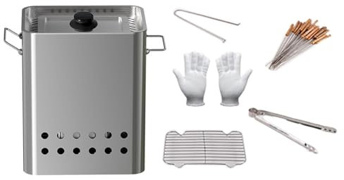 JISADER Barbecue Suspendu, Gril de Camping avec 26 brochettes, Ventilation Surround à 360 degrés, Seau de Barbecue sans fumée pour Patio de Pique-Nique