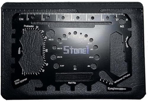Stone Tone One 52-in-1 Wallet Multitool Multifunction Tool Card - Credit Card Sized Multitool with Bottle Opener, Wrenches, Screwdriver, Phone Stand, Various Measuring Tools, and More