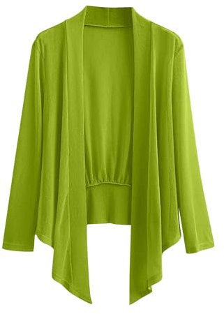 Cappotto da Donna a Maniche Lunghe Vestito da Donna vestibilità Ampia Cardigan a Rete fluida Basic Autunno Inverno Cappotto 2025 Trendy Y2K, T-415 Verde Lime, 6XL
