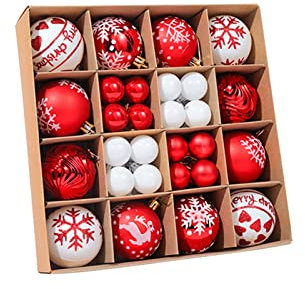 28 Stück Weihnachtskugeln Set Christbaumkugeln Weihnachtsdeko Mini Dekokugeln Herbstdeko Handbemalter Christbaumschmuck Weihnachten Ornamente Matt Glänzend für Baum Fall Decor Innen und Draußen