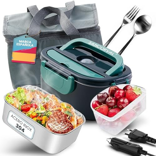 SANCORVAL Fiambrera Eléctrica Portátil 1.5l, Calienta comida,ideal para trabajo y viajes, Lonchera Térmica, Tupper para Almuerzos,Marmita Termica,Termo Para Comida Caliente