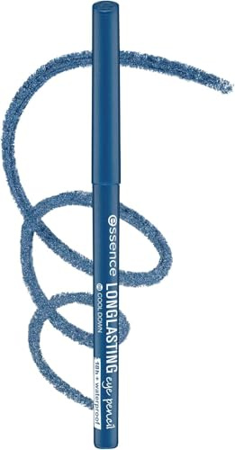 essence cosmetics LONG-LASTING eye pencil, Kajal, 18 Stunden Halt, wasserfest, Nr. 09 cool down, blau, definierend, langanhaltend, vegan, wasserfest, Mikroplastik Partikel frei (0,28g) (Packung mit 5)