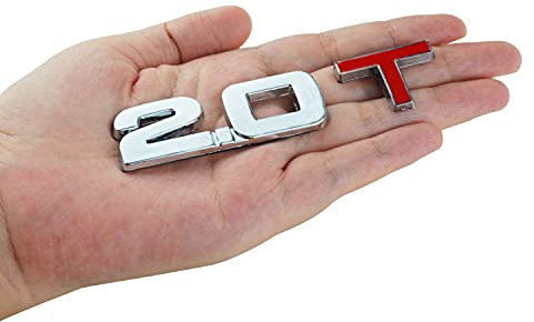 1 x 2.0T 2.0 T Turbo Metall-Kofferraum-Emblem, Aufkleber, passend für Universal-Auto, LKW (Chromrot)