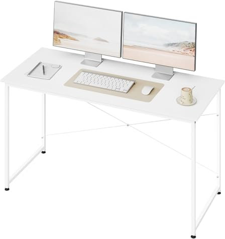 WOLTU Schreibtisch weiß, Computertisch 140x60 cm Bürotisch, PC Tisch, Arbeitstisch mit Metallgestell, für Büro Homeoffice Arbeitszimmer Schlafzimmer, aus Holzwerkstoff