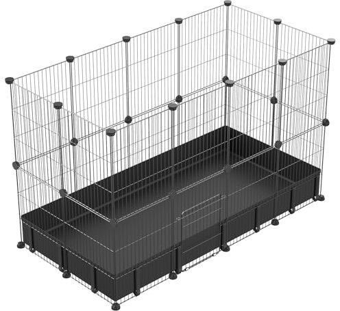 PILIN Enclos pour Lapin, clôture en métal, Cage métallique avec Tapis étanche, Montage de différentes Tailles de Cage métallique 30x38 24 pièces