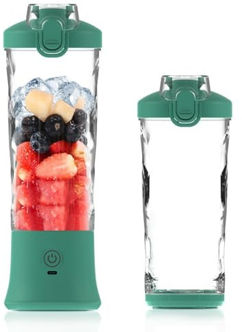 Boxonly Portable Juicer Blender, 20oz/600ml Smoothie Maker with 6 Blades, USB-C Rechargeable 4000mAh Battery, Personal Travel Blender for Fresh Juices, Smoothies and Shakes (Olive Green)