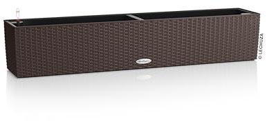 Lechuza - Macetero Balconera Cottage 100 Mokka, con Sistema de riego, indicador de Nivel de Agua e inserción, Aspecto Trenzado, 99 x 19 x 19 cm, 15912