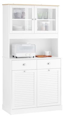 SoBuy Meuble de Rangement Buffet Cuisine Moderne 3 Portes et 2 Tiroirs avec Compartiment à Poubelle, Design Élégant - Meuble de Cuisine pour Salle à Manger ou Salon Blanc 92x40x180 cm FSB101-W