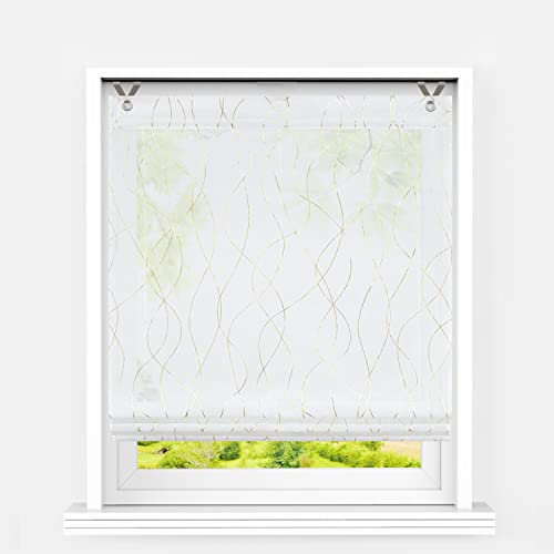 Raffrollo mit Haken, modern, Wellendruck, transparente Folie, Küchenvorhang, kleine Fensterrollos, Gold, 45 x 130 cm