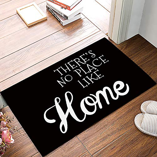Door Mat Black, There'S No Place Like Home Absorbent Floor Mats Non-Slip For Kitchen Living Room Entryway 40x60cm