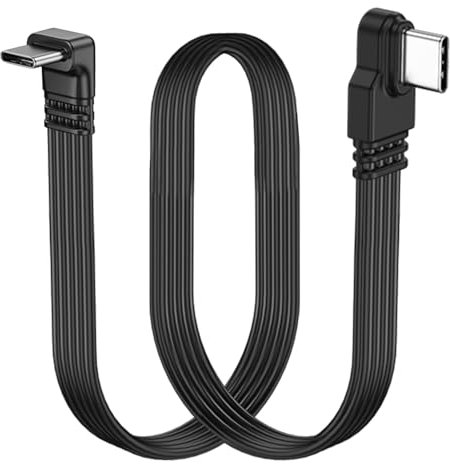 LANMINGLEL Short 90 Degree USB Type C 2.0 Flat Cable,PD 65W USB C 2.0 Fast Charge Cable,Short USB Type C Flat Soft Data Cable,Data & Fast Charging Sync Cord (Side to Angle)