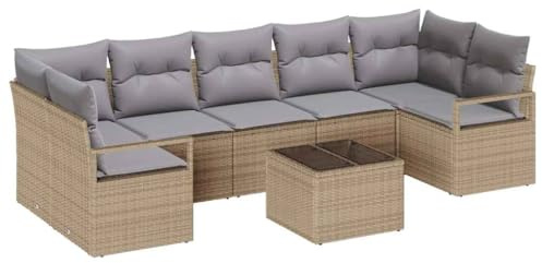 vidaXL Garten-Sofa-Set mit Kissen 8 pcs Beige und Grau 55 x 55 x 37 cm, Garten- und Terrassenmöbel, modernes modulares Sofa-Set, Lounge-Sitzgelegenheiten, Coole Lösungen für den Außenbereich