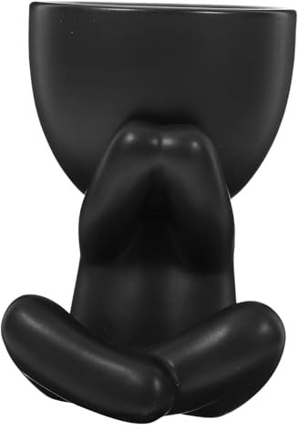 HEMOTON Maceta de Flores de Figura de cerámica decoración Decorativo pequeño Plantas macetas en Interiores Maceta de la casa jardineras únicas para Plantas de Interior Maceta Blanca Negro