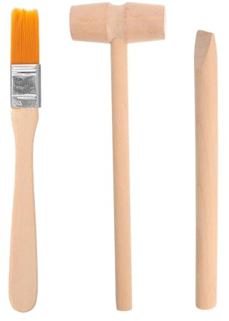 4 Stück Kinder Graben Werkzeuge, Archäologische Werkzeuge, Kleiner Pinsel Meißelhammer, Holz-Grabwerkzeuge, Ausgrabungswerkzeug-Set, für die Erforschung und das Wissenschaftliche Spiel von Kindern