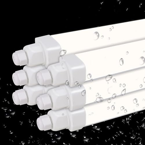 HOMEDEMO 6er Feuchtraumleuchte LED120cm, 30w, 6000K Kaltweiß, LED Röhre Reihenschaltung, IP65 Wasserfest Feuchtraumlampe, Kellerlampe LED Leuchtstoffröhre für Garage Werkstatt Flur