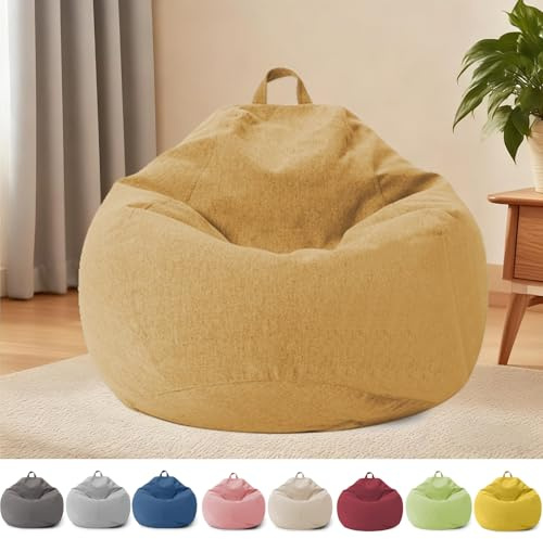 YushengTai Sitzsack Kinder, Erwachsene, Sitzsack Bezug Ohne Füllung, mit Reißverschluss, für Erwachsene und Kinder, 100 x 120 cm Sitzsackstuhl für Schlafzimmer, Büro, Wohnzimmer, Terrasse (Hellbraun)