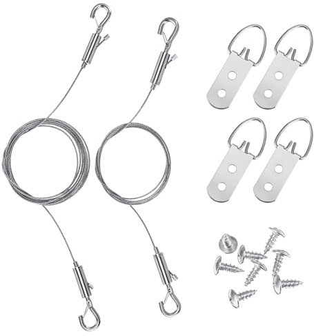 YBEATY Lot de 2 câbles robustes pour accrocher des photos - Crochets réglables - Kit de cadre de miroir en acier inoxydable - Câble métallique - Câble de suspension - Câble en acier pour photos