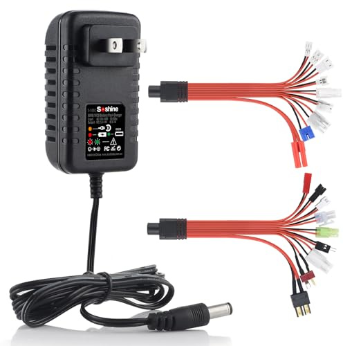 RC Battery Charger,2S-10S RC Car Charger for 4.8V 7.2V 8.4V 9.6V NiMh/NiCd Battery Pack with 19 Plugs(DO NOT Charge for Lipo/Li-ion/LiFePO4 Batteries)
