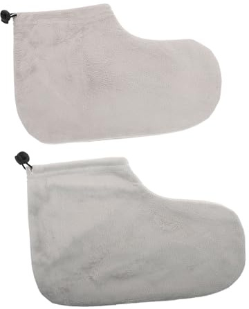 Fußbehandlungs Wickelbezug Wachswärmender Fußüberzug 1 Paar | Baumwolle und Plüsch, Elastisches Band mit Cord Lock, für Massage und Salonpediküre, Weihnachten Feier
