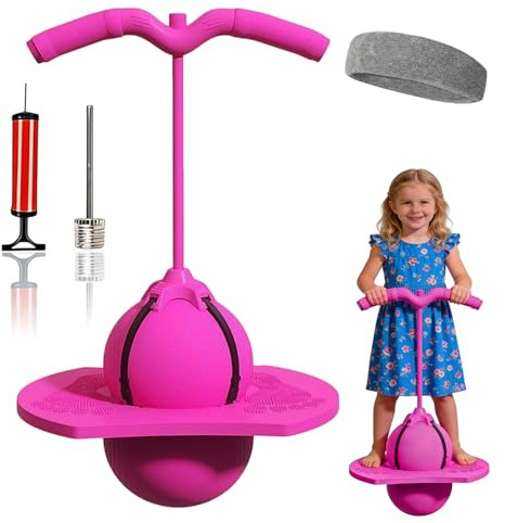 HBSFBH Ballon de Saut Pogo pour Enfants et Adultes, Jouet Sauteur d'extérieur, Balle de Saut d'équilibre, Ballon D'équilibre Élastique Antidérapant, Balle sauteuse équilibrée (Rose)