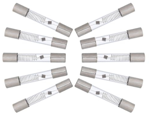 Fusible 6x40 MM 5kv 0,9a para Alta Tensión Horno Microondas | Pack de 10 , Tubo de Vidrio y Metal, Protección contra Sobrecorriente, Recambio para