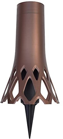 Plastia Grabvase mit Erdspieß Roseta Bronze 1,3 L - Friedhofsvase aus Kunststoff - Steckvase als Grabschmuck - UV-und witterungsbeständige Blumenvase