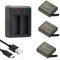 PG1050 Action Cam Akku, 3 x 1050mAh Wiederaufladbar Batterien mit USB 2-kanäle Ladegerät für Crosstour/Victure/Apexcam/AKASO/APEMAN/Campark/GOOKAM/COOAU/SJ4000/PG900 usw.
