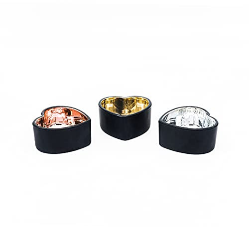 Premium Windlicht 3er Set - Schwarze Teelichthalter aus Glas mit Gold, Kupfer und Silber Beschichtung Innenseite - Teelicht-Gläser Weihnachtsdeko Moderne Tisch-Deko Wohnung - Industrial Look (Herzen)