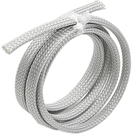 Othmro Manicotto in rete metallica flessibile in PET espandibile, 1 m, lunghezza 6 mm, larghezza 6 mm, colore grigio, per proteggere i cavi dagli animali domestici che masticano
