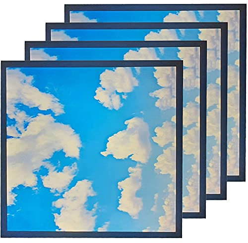 Manningham Lighting 12x 600 x 600mm 48W LED Sky Ceiling Light Square Cloud New Pattern Design Flat Tile Recessed Panel Mimics Natural Light for Office and Home