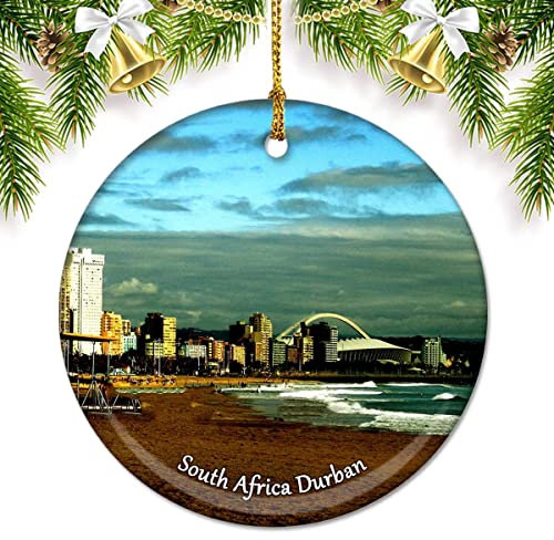 Südafrika Durban Weihnachtsschmuck für Baum, Keramik-Anhänger, doppelseitig, Ornament, Dekoration, Weihnachtsgeschenke, Porzellan, Reise-Souvenirs