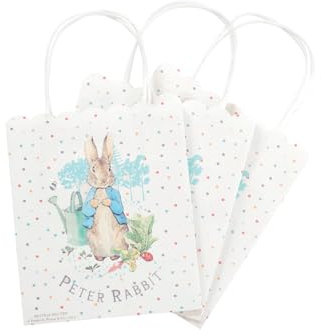 Smiffys Peter Rabbit Classic Tableware Party Bags x6, 17 x 20 cm with Scalloped Top, Official License Partyware for Birthday Celebrations & Themed Events, Perfect for Party favours