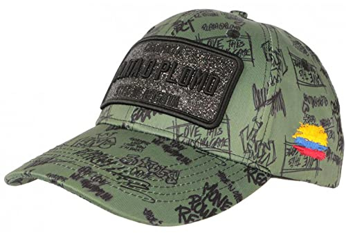 Kappe Plata o Plomo Grün und Schwarz Strass Streetwear Colombia Baseball – Unisex, grün, Einheitsgröße