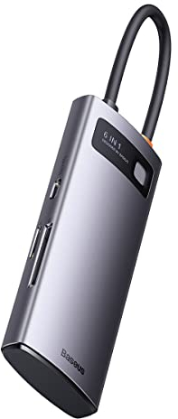 Hub 6 en 1 Baseus Metal Gleam Series, USB-C a 3 x USB 3.0 + USB-C PD + microSD/SD