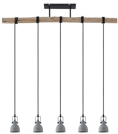 Lindby Beton Pendelleuchte Amilia (Vintage, Industriell) aus Holz (5 flammig GU10) - Hängeleuchte Esstischlampe Hängelampe Wohnzimmerleuchte