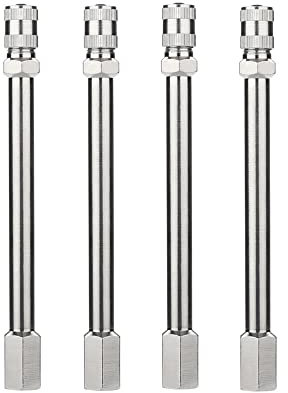 Riloer 100 mm/3,94 pollici estensioni del gambo della valvola, 4 pezzi, adattatore di prolunga in ottone puro, universale per moto, biciclette, ATV, camper, auto, camion, pneumatici