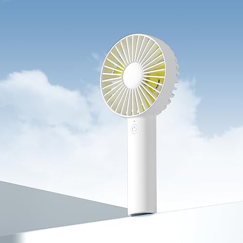 JISULIFE Ventilador portátil de mano Mini, batería potente de 4500 mAh, pequeño y personal con 3 velocidades, recargable por USB para exteriores, interiores, regalos para mujeres y hombres- Blanco