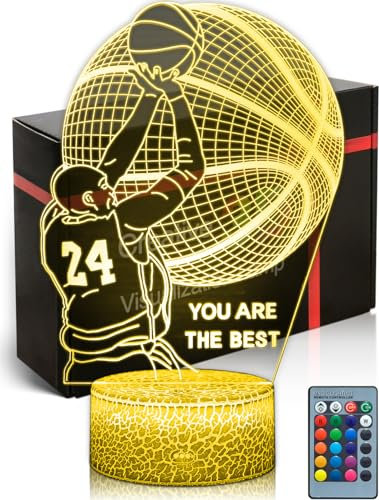 DAHEYMA Basketball Stimmungslichter für Fans, 3D LED Basketball Lampe Illusion, Basketball-Geschenke für Jungen, einzigartige Raumdekoration, 16 Farben Nachtlicht mit Fernbedienung dimmbar